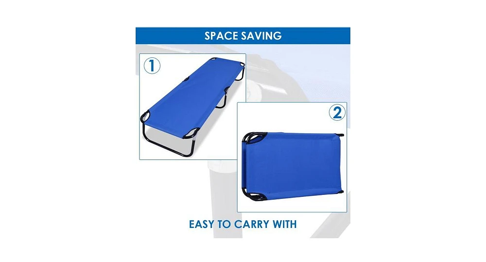 Slickblue Outdoor Portable Blue Folding Camping Bed