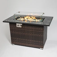 44 Inch Outdoor Fire Pit Table, Propane Fire Table With Ceramic Tabletop Gas Fire Table