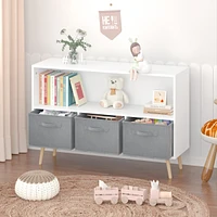 Streamdale Furniture Kids Bookcase with Fabric Drawers & Toy Storage