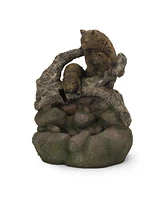 Simplie Fun Bear Family Cascade Outdoor Fountain with Led Lights