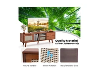Slickblue Bamboo Tv Stand for Tv up to 65 Inch-Brown