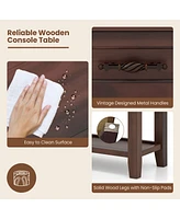 Slickblue 3-tier Console Table with 2 Drawers for Living Room Entryway