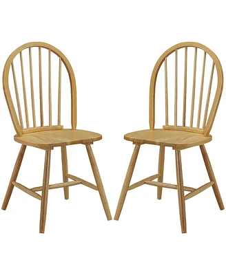 Slickblue Set of 2 Vintage Windsor Wood Chair with Spindle Back for Dining Room