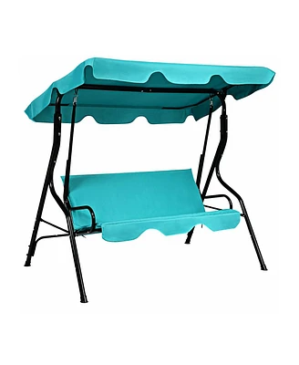 Slickblue 3 Seat Outdoor Patio Canopy Swing with Cushioned Steel Frame