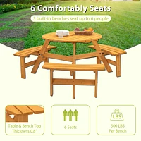 Streamdale Furniture 6-Person Circular Wooden Picnic Table - Natural