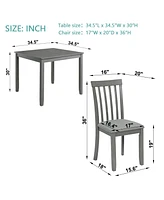 Streamdale Furniture Elegant 5-Piece Solid Wood Square Dining Table Set with Upholstered Chairs