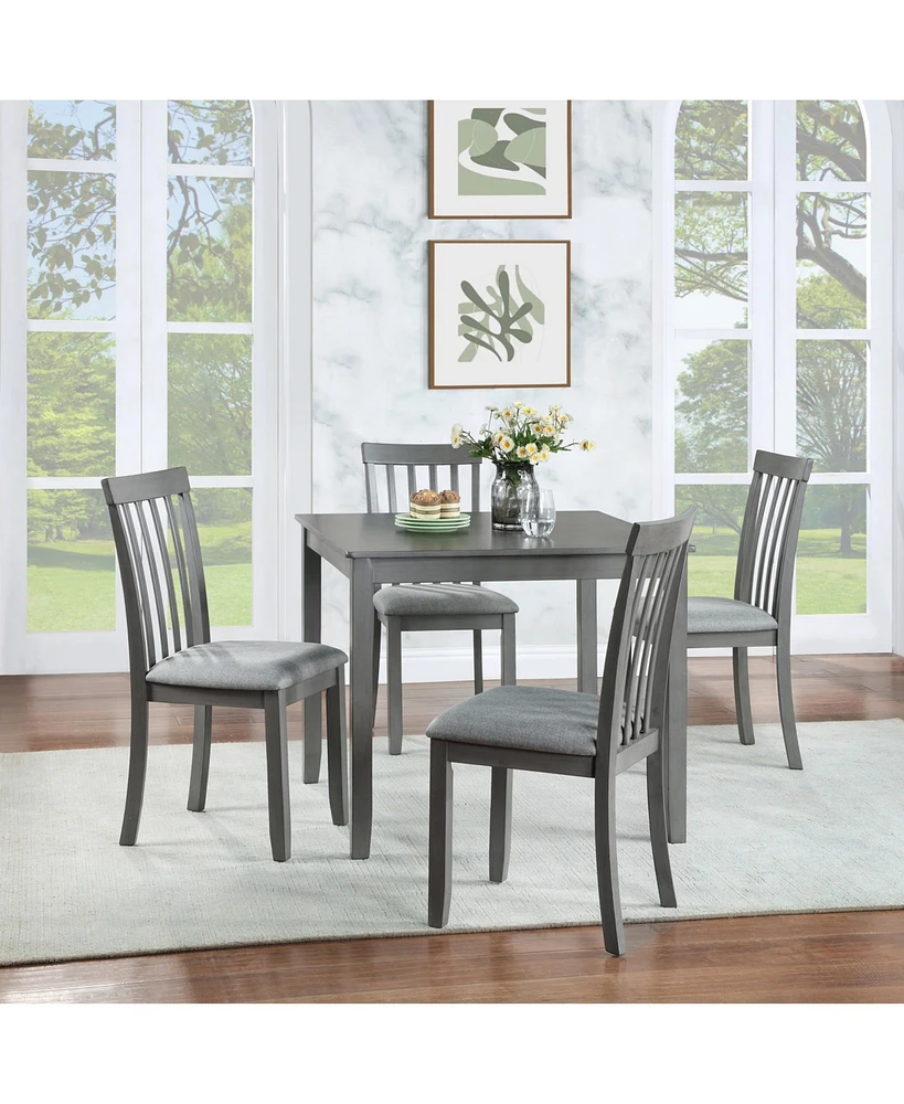 Streamdale Furniture Elegant 5-Piece Solid Wood Square Dining Table Set with Upholstered Chairs