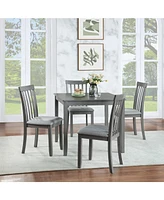 Streamdale Furniture Elegant 5-Piece Solid Wood Square Dining Table Set with Upholstered Chairs