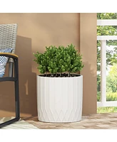 Sleek Concrete Planter Natural Stone Finish, Pleated Design, Durable and Stylish