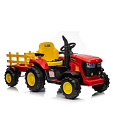 Streamdale Furniture 2-in-1 Kids Tractor with Detachable Trailer and Music Board