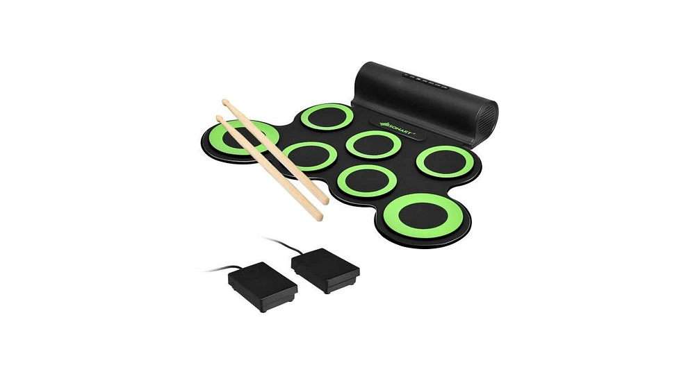 Slickblue Set 7 Kit Electronic Roll Up Pads Midi Drum-Green