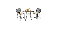 Slickblue 3 Pieces Patio Bar Set with 2 Bar Stools and 1 Square Table