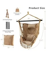 Slickblue Hanging Rope Swing Chair with Soft Pillow and Cushions