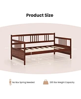 Sugift Twin Size Wooden Slats Daybed Bed with Rails