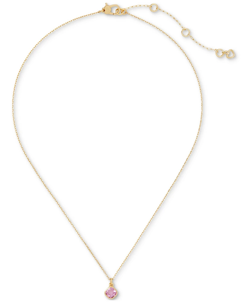 kate spade new york Gold-Tone Bubbly Bezel Mini Pendant Necklace, 16" + 3" extender