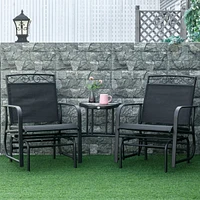Streamdale Furniture Premium Outdoor Double Glider Bench with Center Table
