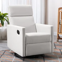 Modern Upholstered Rocker Nursery Chair Plush Seating Glider Swivel Recliner Chair