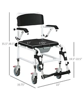 Homcom Shower Commode Wheelchair with 4 Wheels