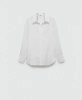 Mango Women's 100% Linen Long Sleeve Shirt