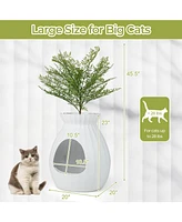 Slickblue Smart Plant Cat Litter Box with Electronic Odor Removal and Sterilization- White