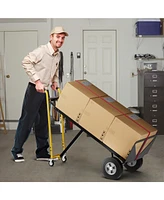 Slickblue 3-in-1 Convertible Hand Truck Metal Dolly Cart with 4 Rubber Wheels for Transport-Black