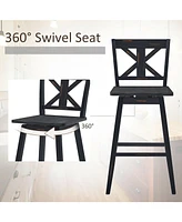 Set of 2 360-Degree Swivel Bar Stools for Home Restaurant