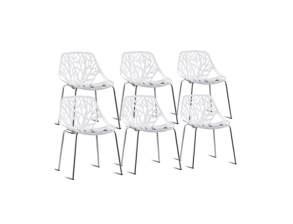 Slickblue Set of 6 Accent Armless Modern Dining Chairs with Plastic Feet Pads