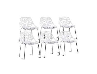 Slickblue Set of 6 Accent Armless Modern Dining Chairs with Plastic Feet Pads