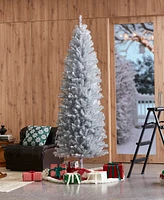 Glitzhome 7.5ft Silver Pencil Tinsel Artificial Christmas Tree