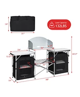 Slickblue Folding Camping Table with Storage Organizer