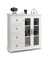 Slickblue Buffet Sideboard Table Kitchen Storage Cabinet with Drawers and Doors