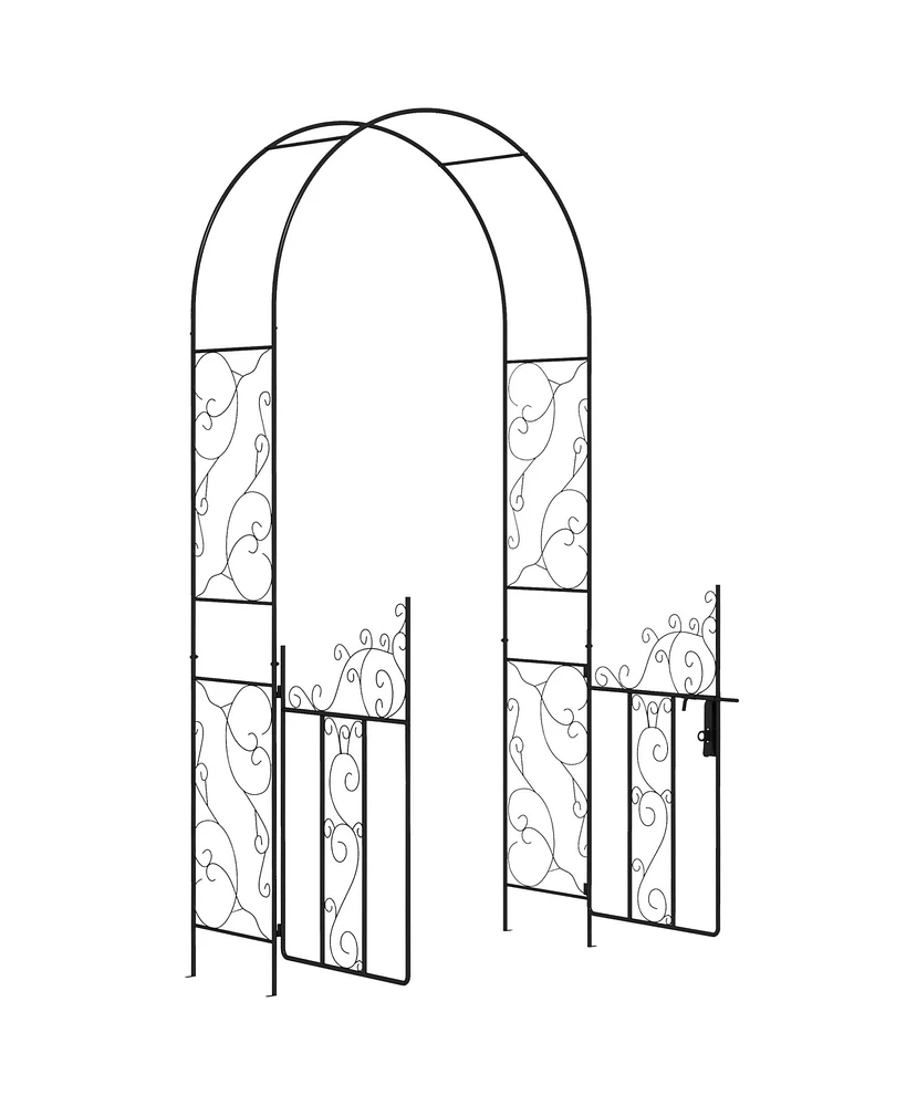 Outsunny 7.5 Metal Garden Arch w/ Double Gate, Garden Arbor Trellis, Black