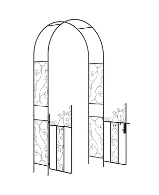 Outsunny 7.5 Metal Garden Arch w/ Double Gate, Garden Arbor Trellis,