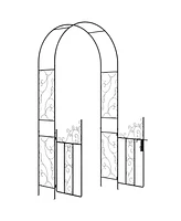 Outsunny 7.5 Metal Garden Arch w/ Double Gate, Garden Arbor Trellis, Black