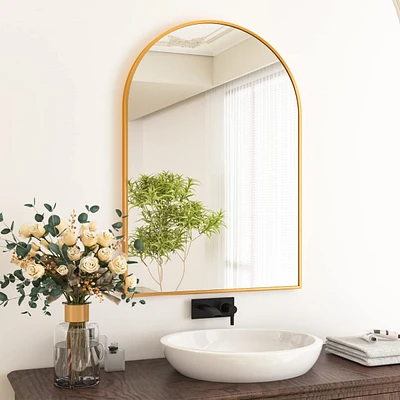 Homlux Arched Wall Mounted Mirror 20"x30" in Gold