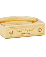 Kate Spade New York Gold-Tone Pave Logo Bar Ring