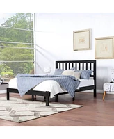 Simplie Fun Escape into Serenity Stylish Bed Frame with Open Headboard and Acacia Wood