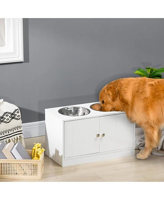 Simplie Fun Stylish Dog Bowl Station with Ample Storage and Magnetic Closures