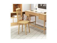 Slickblue Windsor Dining Chairs Set of 2 with High Spindle Back and Natural Rubber Wood Legs for Dining Room Living Room-Natural