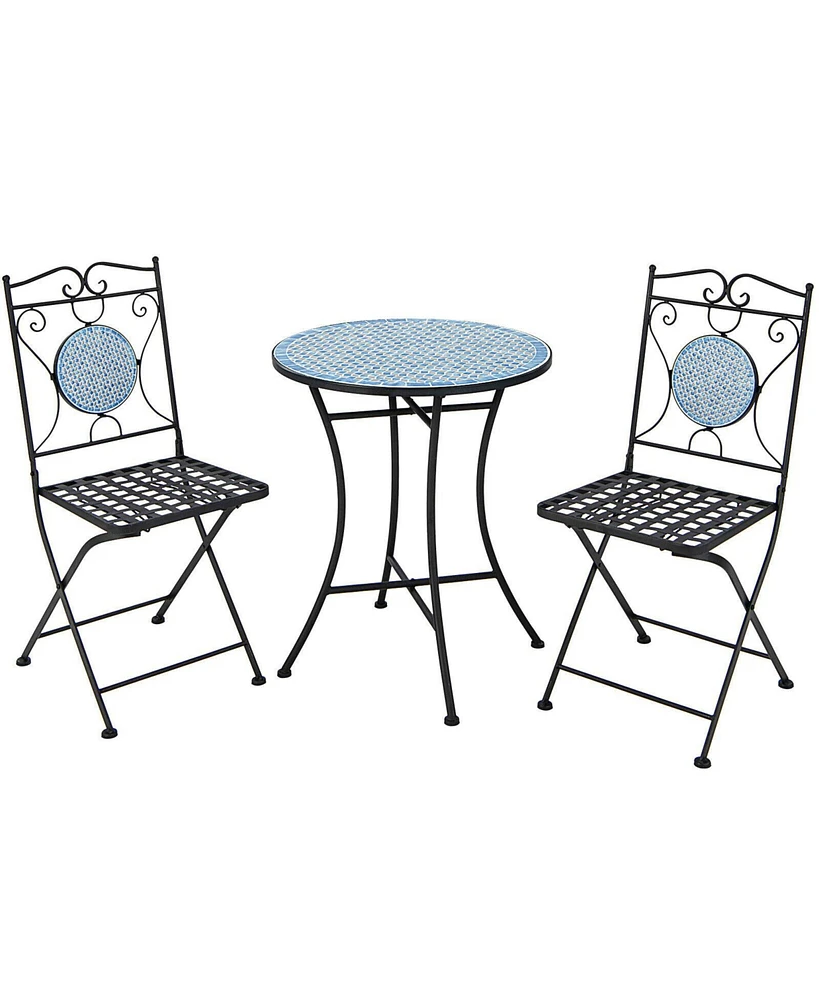 Slickblue 3 Pieces Patio Bistro Set Outdoor Furniture Mosaic Table Chairs