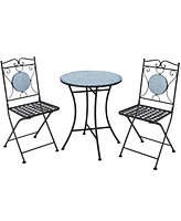 Slickblue 3 Pieces Patio Bistro Set Outdoor Furniture Mosaic Table Chairs