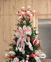 Glitzhome 178ct Christmas Whimsical Red Green Shatterproof Ornaments with Matched Candy Picks and Ribbon Bow Sets