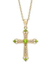 Onyx & White Topaz (5/8 ct. t.w.) 18" Cross Pendant Necklace 14k Gold-Plated Sterling Silver (Also Peridot)