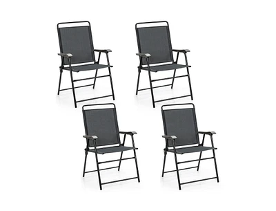 Slickblue 4 Pieces Portable Outdoor Folding Chair with Armrest
