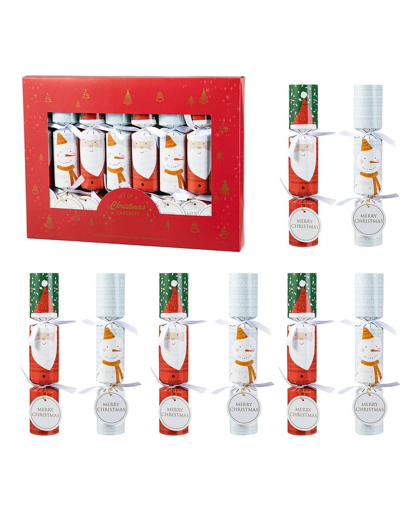 Glitzhome 8PK 1.50''D X 10.00''H Christmas Santa Snowman Party Cracker with Gift Contents