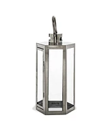 Hexagonal Stainless Steel Lantern with Tempered Glass for Outdoor Decor
