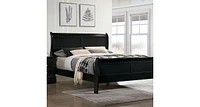 Queen Size Bed Louis Philippe Solid Wood 1 Piece Bed Bedroom Sleigh Bed