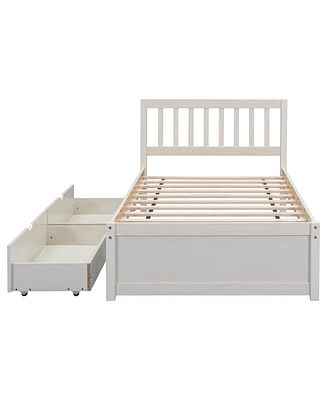 Streamdale Furniture Modern Design Wooden Twin Size Platform Bed With 2 Drawers For White Washed Color