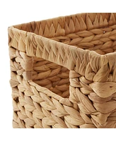 Casafield Water Hyacinth Storage Basket Set with Handles - 1-Jumbo, 1-Large Woven Organizers for Bathroom, Laundry, Pantry, Office, Shelves