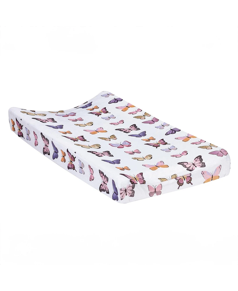 Lambs & Ivy Butterfly Dreams Soft/Cozy Fleece Changing Pad Cover - White